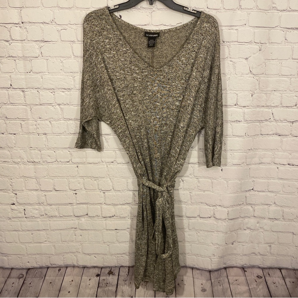 Lane Bryant Womens Dress 18/20 V Neck Knit 3/4 Sleeve Tie At Waist